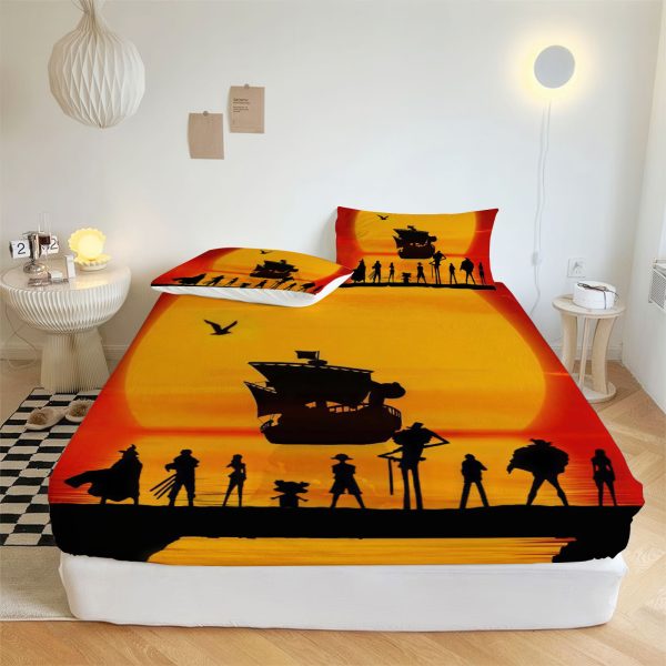 ZapMerch Pirate'S Odyssey Fitted Sheet Japanese Anime Bed Sheets Bedding Set Deep Pockets Up To 16" Bedroom Decor SC00090-006