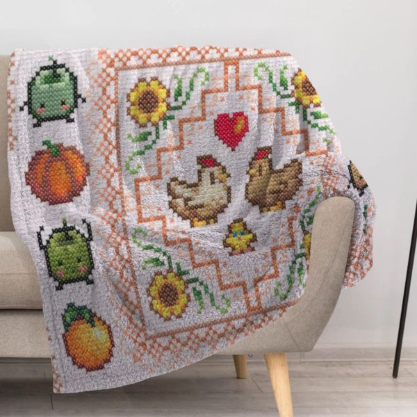 ZapMerch Farming Adventure Blanket Game Throw Blankets Couch Bed Living Room Decor Soft Durable Washable 57" X 50" SC00094-004