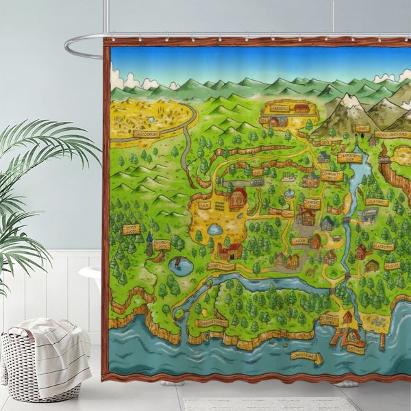 ZapMerch Farming Adventure Shower Curtain, Game Bathroom Decor, Waterproof Fabric Durable Easy Care Washable, 72"X72"(Hooks Not Included) SC00095-002