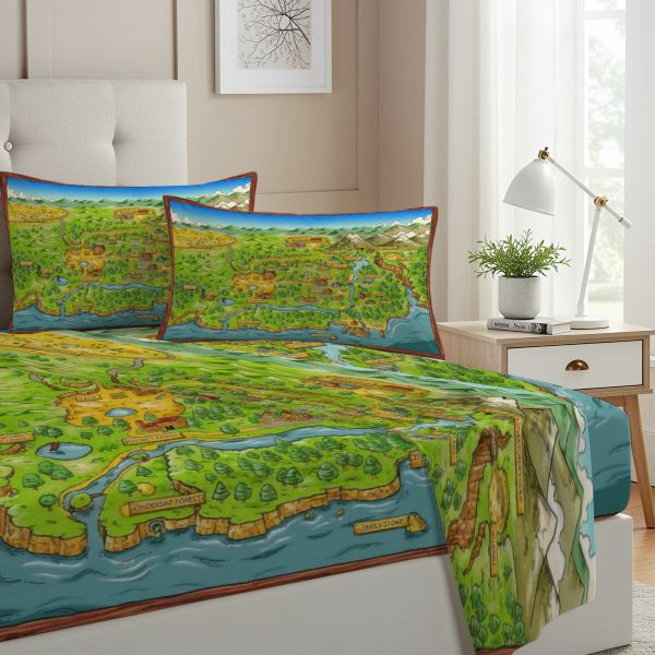 ZapMerch Twin Size Farming Adventure Fitted Sheet Game Bed Flat Sheets Bedding Set Deep Pockets Up To 16" Bedroom Decor With 1 Pillow Sham SC00095-009