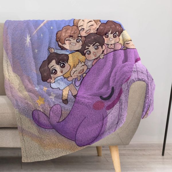 ZapMerch Kpop Squad Blanket Melody Seven Throw Blankets Couch Bed Living Room Decor Soft Durable Washable 57" X 50" SC00116-004