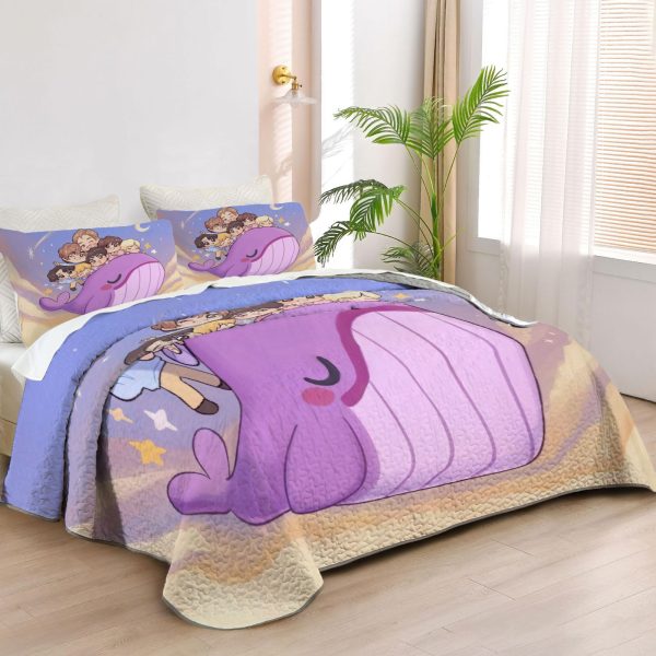 ZapMerch Kpop Squad Quilt Bedspreads Melody Seven Bed Set Bedding Coverlet Fabric Washable SC00116-007