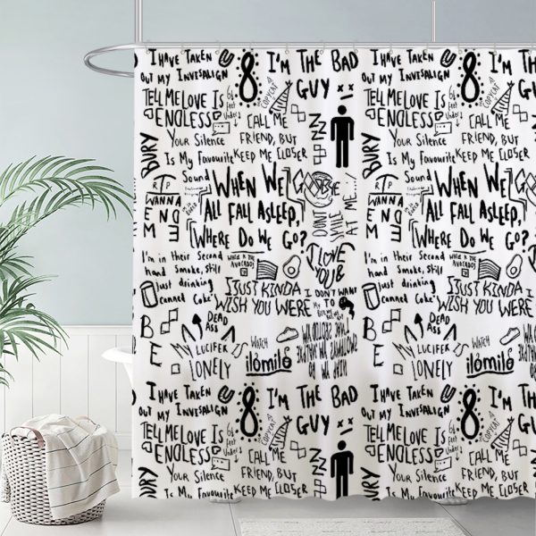 ZapMerch Dark Pop Muse Shower Curtain, Wavy Soundscapes Bathroom Decor, Waterproof Fabric Durable Easy Care Washable, 72"X72"(Hooks Not Included)