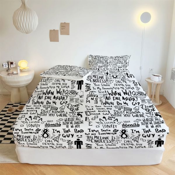 ZapMerch Dark Pop Muse Fitted Sheet Wavy Soundscapes Bed Sheets Bedding Set Deep Pockets Up To 16" Bedroom Decor SC00118-006