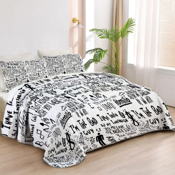 ZapMerch Dark Pop Muse Quilt Bedspreads Wavy Soundscapes Bed Set Bedding Coverlet Fabric Washable SC00118-007