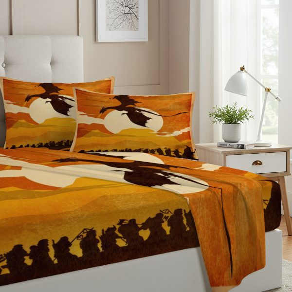 ZapMerch Twin Size Epic Quest Fitted Sheet Fantasy Literature Bed Flat Sheets Bedding Set Deep Pockets Up To 16" Bedroom Decor With 1 Pillow Sham SC00124-009