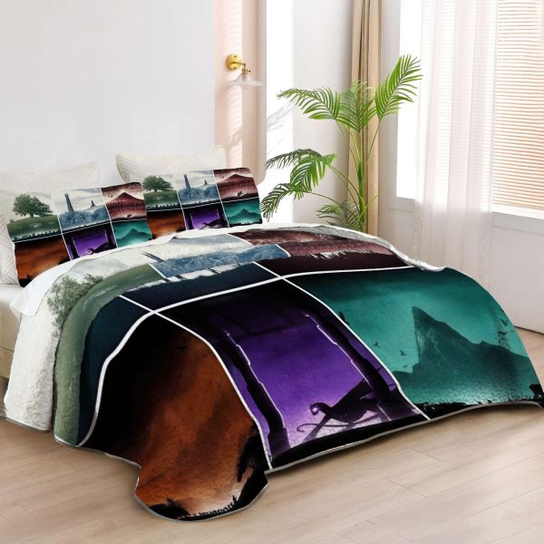 ZapMerch Epic Quest Quilt Bedspreads Fantasy Literature Bed Set Bedding Coverlet Fabric Washable SC00126-007