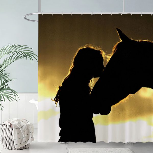 ZapMerch Horse Shower Curtain, Horse Bathroom Decor, Waterproof Fabric Durable Easy Care Washable, 72"X72"(Hooks Not Included)