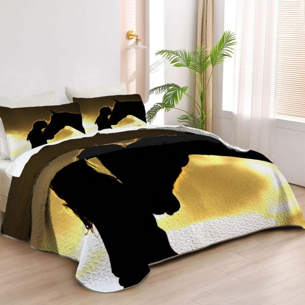 ZapMerch Horse Quilt Bedspreads Horse Bed Set Bedding Coverlet Fabric Washable SC00134-007