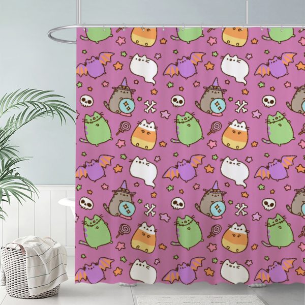 ZapMerch Chubby Cat Shower Curtain, Cute Comic Sensation Bathroom Decor, Waterproof Fabric Durable Easy Care Washable, 72"X72"(Hooks Not Included)