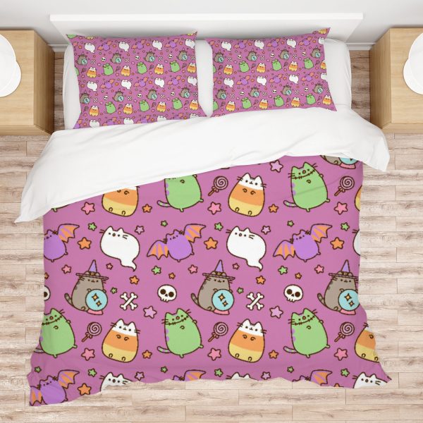 ZapMerch Chubby Cat Comforter Set Cute Comic Sensation Bed Bedding Sets Bedroom Decor SC00136-005