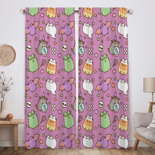 ZapMerch Chubby Cat Window Curtains Cute Comic Sensation Drapes Bedroom Home Room Decor Durable Fabric Machine Washable 82" X 84" SC00136-013