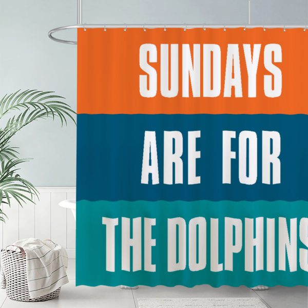 ZapMerch Miami Football Shower Curtain, Professional Sports Team Bathroom Decor, Waterproof Fabric Durable Easy Care Washable, 72"X72"(Hooks Not Included) SC00142-002