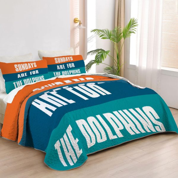 ZapMerch Miami Football Quilt Bedspreads Professional Sports Team Bed Set Bedding Coverlet Fabric Washable SC00142-007