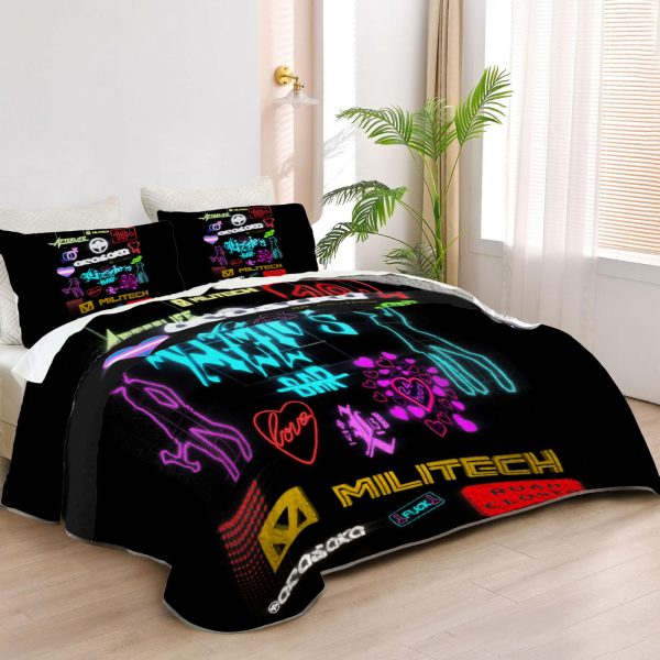 ZapMerch Night City Explorer Quilt Bedspreads Video Game Bed Set Bedding Coverlet Fabric Washable SC00147-007