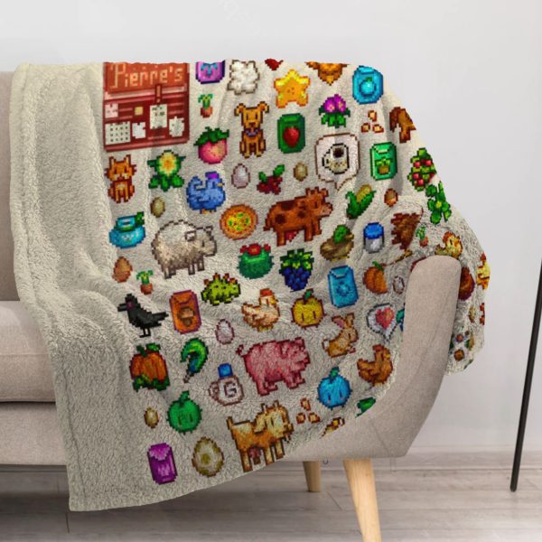 ZapMerch Farming Adventure Blanket Game Throw Blankets Couch Bed Living Room Decor Soft Durable Washable 57" X 50" SC00150-004