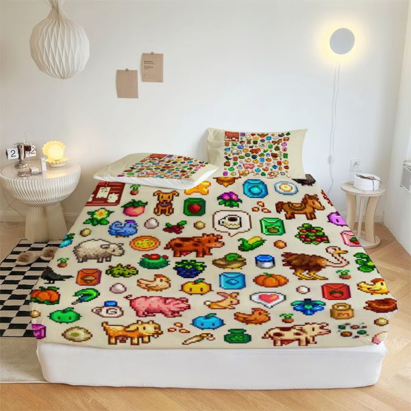 ZapMerch Farming Adventure Fitted Sheet Game Bed Sheets Bedding Set Deep Pockets Up To 16" Bedroom Decor SC00150-006