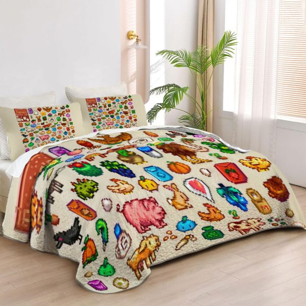 ZapMerch Farming Adventure Quilt Bedspreads Game Bed Set Bedding Coverlet Fabric Washable SC00150-007