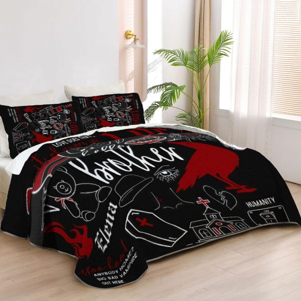 ZapMerch Vampire Quilt Bedspreads Mystic Bed Set Bedding Coverlet Fabric Washable SC00154-007
