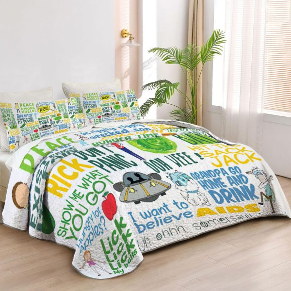 ZapMerch Interdimensional Adventures Quilt Bedspreads Animated Series Bed Set Bedding Coverlet Fabric Washable SC00155-007