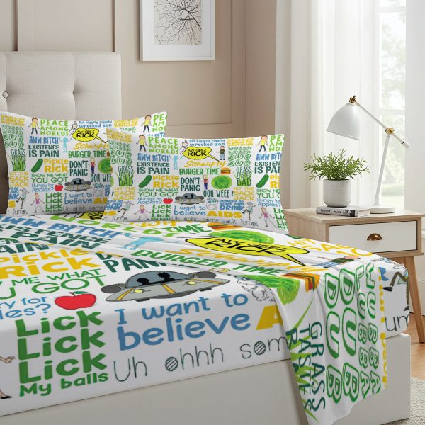 ZapMerch Twin Size Interdimensional Adventures Fitted Sheet Animated Series Bed Flat Sheets Bedding Set Deep Pockets Up To 16" Bedroom Decor With 1 Pillow Sham SC00155-009