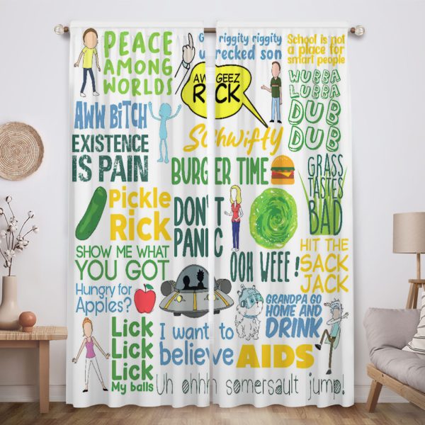 ZapMerch Interdimensional Adventures Window Curtains Animated Series Drapes Bedroom Home Room Decor Durable Fabric Machine Washable 82" X 84" SC00155-013