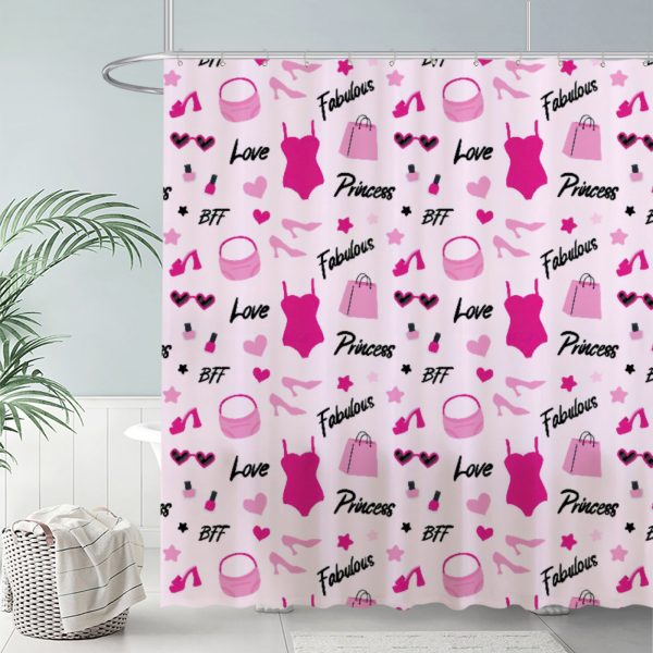 ZapMerch Fashion Doll Shower Curtain, Pretty Girl Bathroom Decor, Waterproof Fabric Durable Easy Care Washable, 72"X72"(Hooks Not Included) SC00157-002