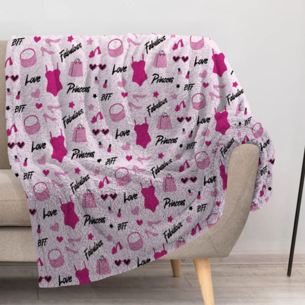 ZapMerch Fashion Doll Blanket Pretty Girl Throw Blankets Couch Bed Living Room Decor Soft Durable Washable 57" X 50" SC00157-004