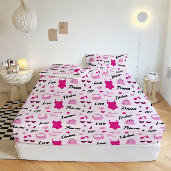 ZapMerch Fashion Doll Fitted Sheet Pretty Girl Bed Sheets Bedding Set Deep Pockets Up To 16" Bedroom Decor SC00157-006