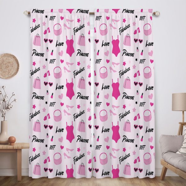 ZapMerch Fashion Doll Window Curtains Pretty Girl Drapes Bedroom Home Room Decor Durable Fabric Machine Washable 82" X 84" SC00157-013
