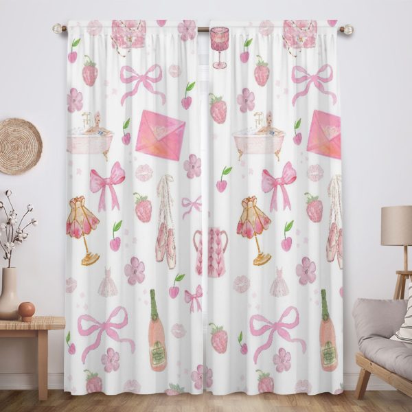 ZapMerch Bow Window Curtains Bow Drapes Bedroom Home Room Decor Durable Fabric Machine Washable 82" X 84" SC00163-013