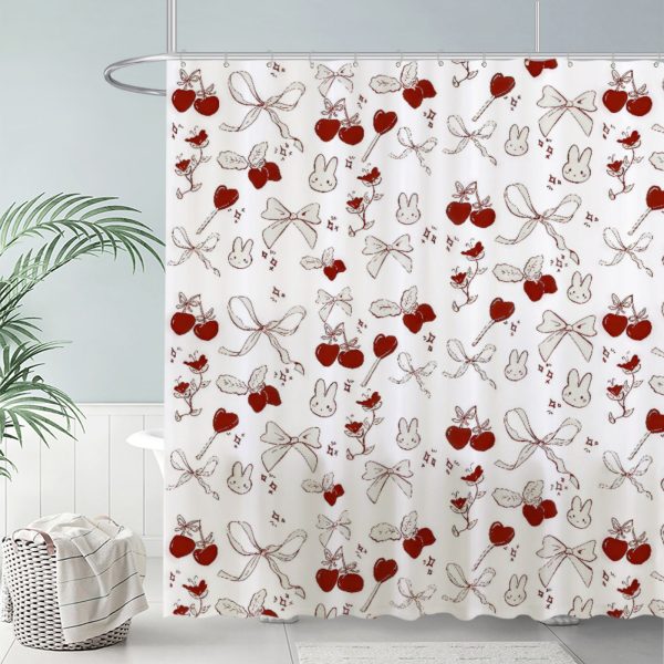 ZapMerch Bow Shower Curtain, Bow Bathroom Decor, Fabric Durable Easy Care Washable, 72"X72"(Hooks Not Included) SC00164-002