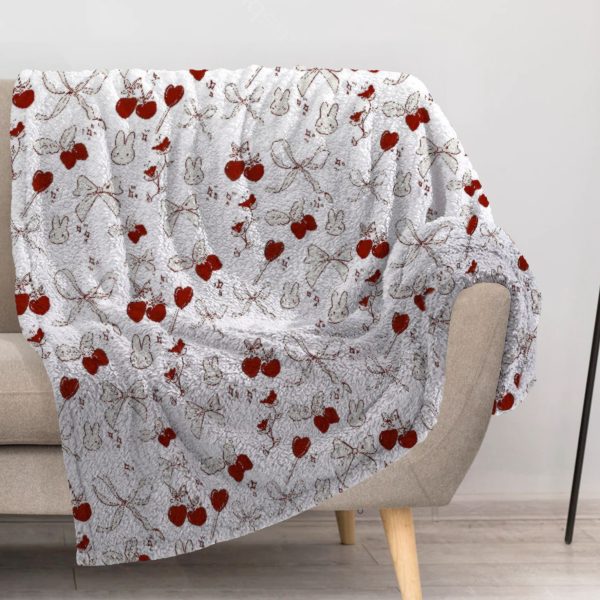ZapMerch Bow Blanket Bow Throw Blankets Couch Bed Living Room Decor Soft Durable Washable 57" X 50" SC00164-004