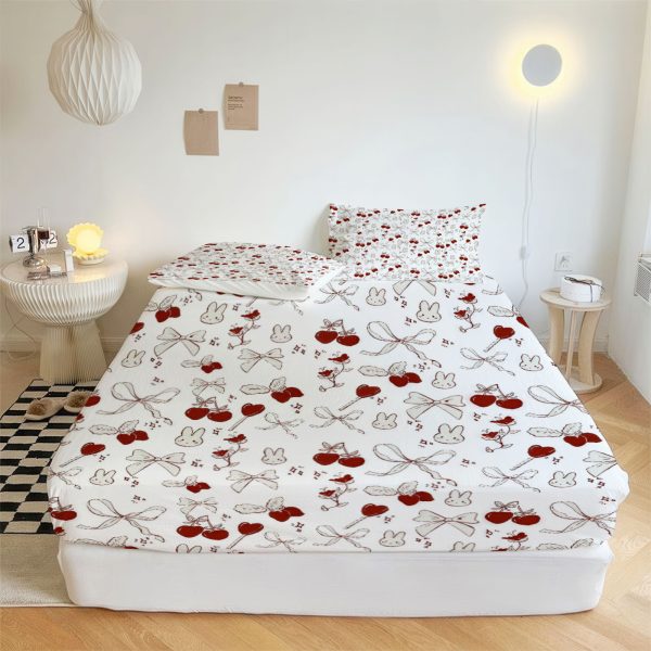 ZapMerch Bow Fitted Sheet Bow Bed Sheets Bedding Set Deep Pockets Up To 16" Bedroom Decor SC00164-006