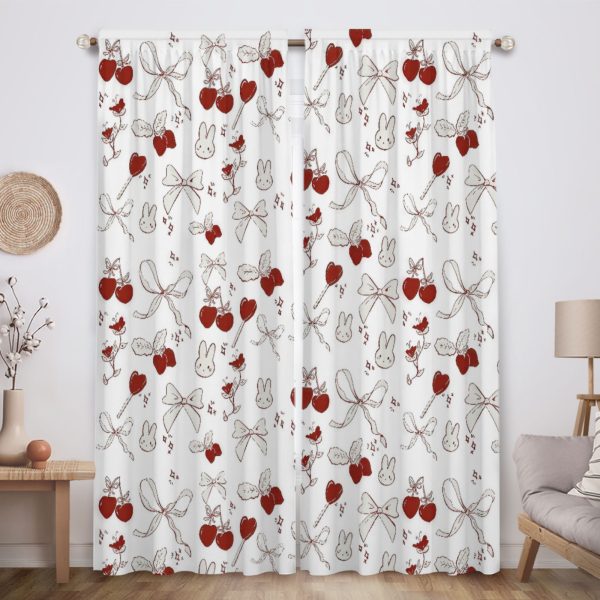 ZapMerch Bow Window Curtains Bow Drapes Bedroom Home Room Decor Durable Fabric Machine Washable 82" X 84" SC00164-013