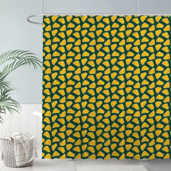 ZapMerch Green Bay Sports Shower Curtain, Football Bathroom Decor, Fabric Durable Easy Care Washable, 72"X72"(Hooks Not Included) SC00169-002