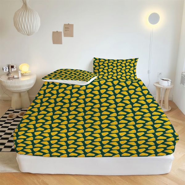 ZapMerch Green Bay Sports Fitted Sheet Football Bed Sheets Bedding Set Deep Pockets Up To 16" Bedroom Decor SC00169-006