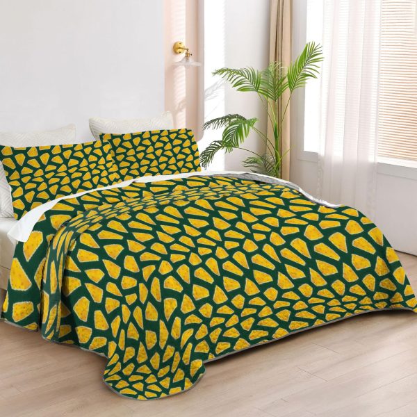 ZapMerch Green Bay Sports Quilt Bedspreads Football Bed Set Bedding Coverlet Fabric Washable SC00169-007