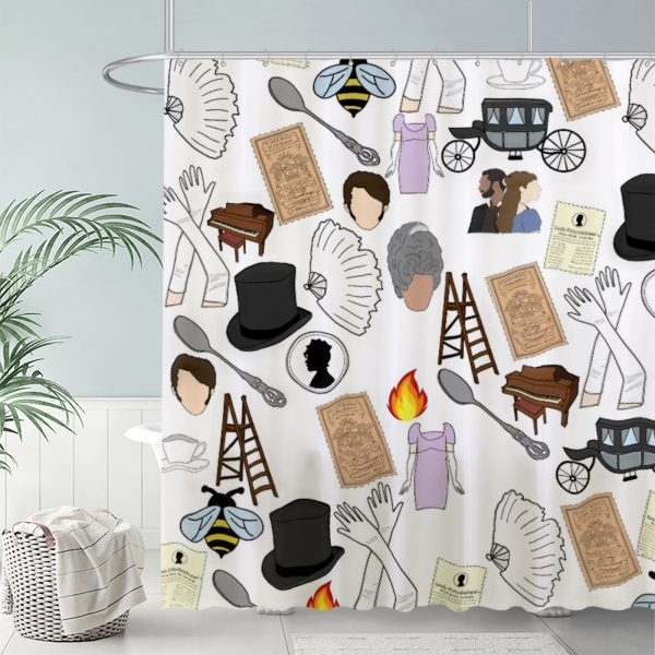 ZapMerch Regency Era Romance Shower Curtain, Television Series Bathroom Decor, Waterproof Fabric Durable Easy Care Washable, 72"X72"(Hooks Not Included) SC00178-002