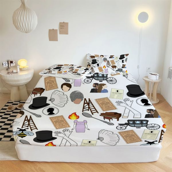 ZapMerch Regency Era Romance Fitted Sheet Television Series Bed Sheets Bedding Set Deep Pockets Up To 16" Bedroom Decor SC00178-006