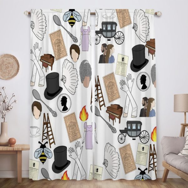 ZapMerch Regency Era Romance Window Curtains Television Series Drapes Bedroom Home Room Decor Durable Fabric Machine Washable 82" X 84" SC00178-013