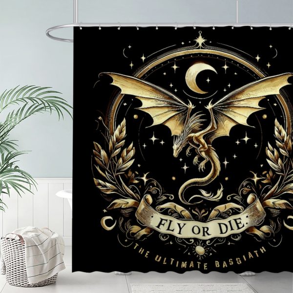 ZapMerch Dragon Shower Curtain, Dragon Bathroom Decor, Waterproof Fabric Durable Easy Care Washable, 72"X72"(Hooks Not Included) SC00194-002