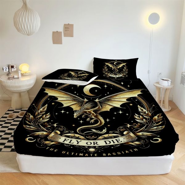 ZapMerch Dragon Fitted Sheet Dragon Bed Sheets Bedding Set Deep Pockets Up To 16" Bedroom Decor SC00194-006