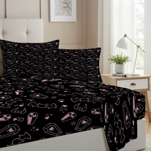ZapMerch Twin Size Midnight Bash Fitted Sheet Dream Party Bed Flat Sheets Bedding Set Deep Pockets Up To 16" Bedroom Decor With 1 Pillow Sham SC00199-009