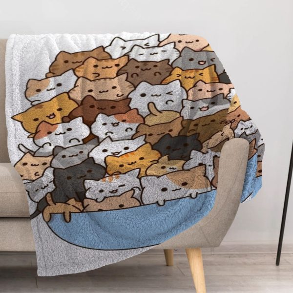 ZapMerch Chubby Cat Blanket Cute Comic Sensation Throw Blankets Couch Bed Living Room Decor Soft Durable Washable 57" X 50" SC00204-004