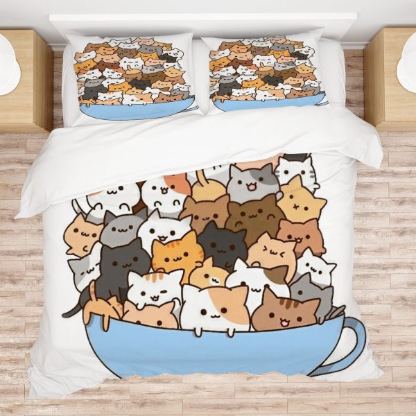 ZapMerch Chubby Cat Comforter Set Cute Comic Sensation Bed Bedding Sets Bedroom Decor SC00204-005