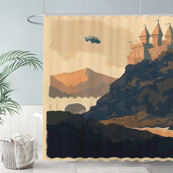 ZapMerch Wizarding World Shower Curtain, Wwe Bathroom Decor, Waterproof Fabric Durable Easy Care Washable, 72"X72"(Hooks Not Included)