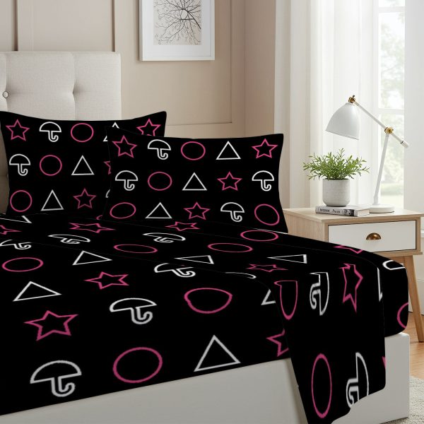 ZapMerch Twin Size Survival Game Fitted Sheet Korean Drama Bed Flat Sheets Bedding Set Deep Pockets Up To 16" Bedroom Decor With 1 Pillow Sham SC00210-009