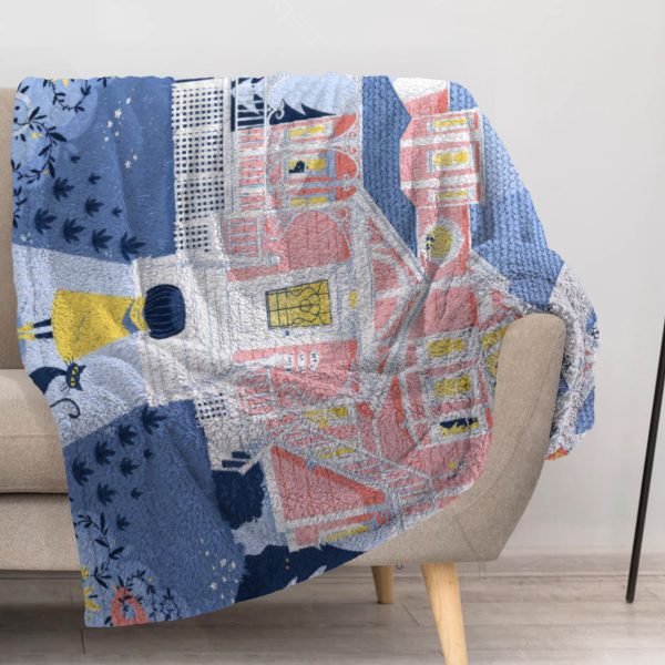 ZapMerch Mysterious Girl Blanket Button Princess Throw Blankets Couch Bed Living Room Decor Soft Durable Washable 57" X 50" SC00214-004