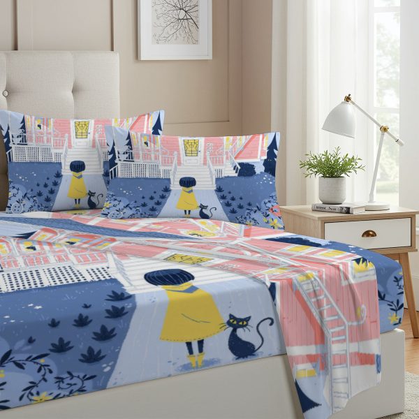 ZapMerch Twin Size Mysterious Girl Fitted Sheet Button Princess Bed Flat Sheets Bedding Set Deep Pockets Up To 16" Bedroom Decor With 1 Pillow Sham SC00214-009
